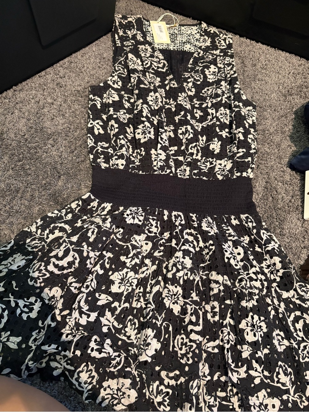 Ramy Brook Black and White Floral Dress